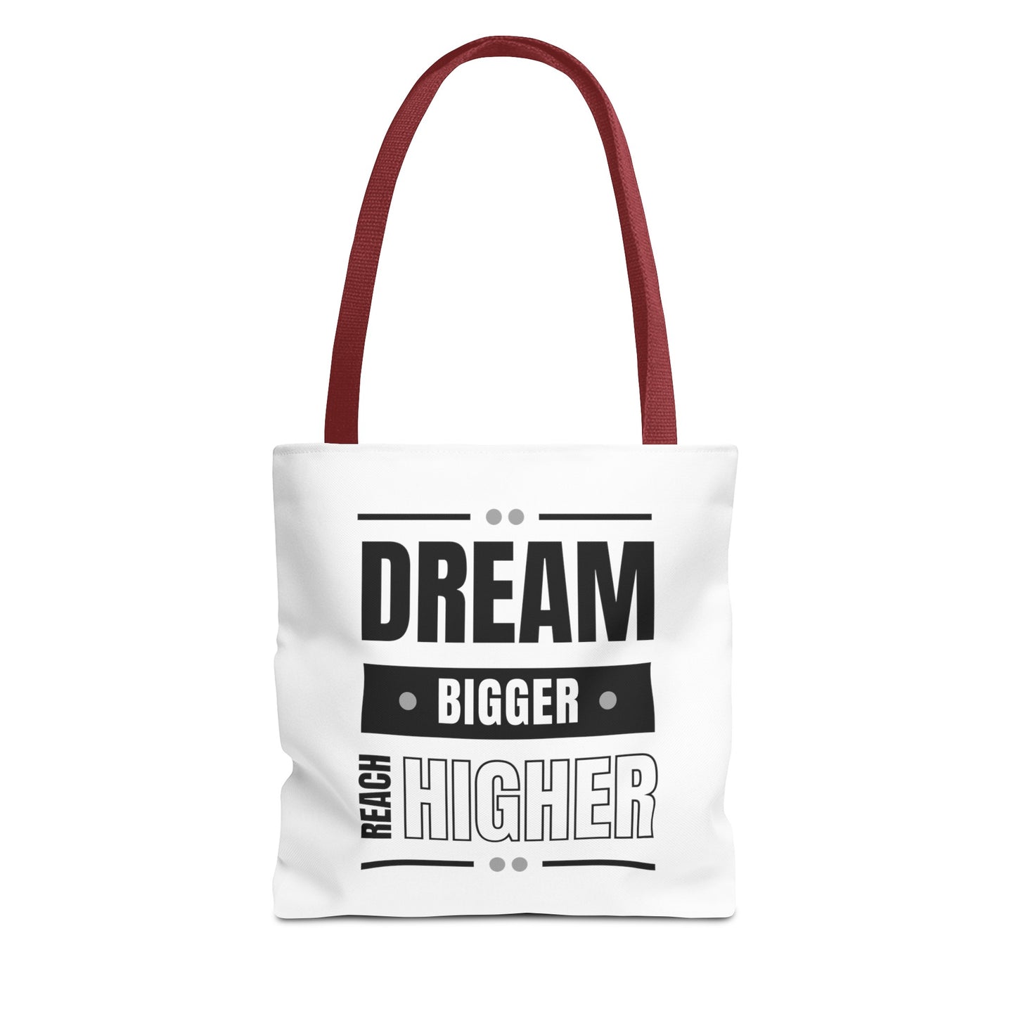 Tote Bag (AOP) - Dream Bigger Reach Higher - White