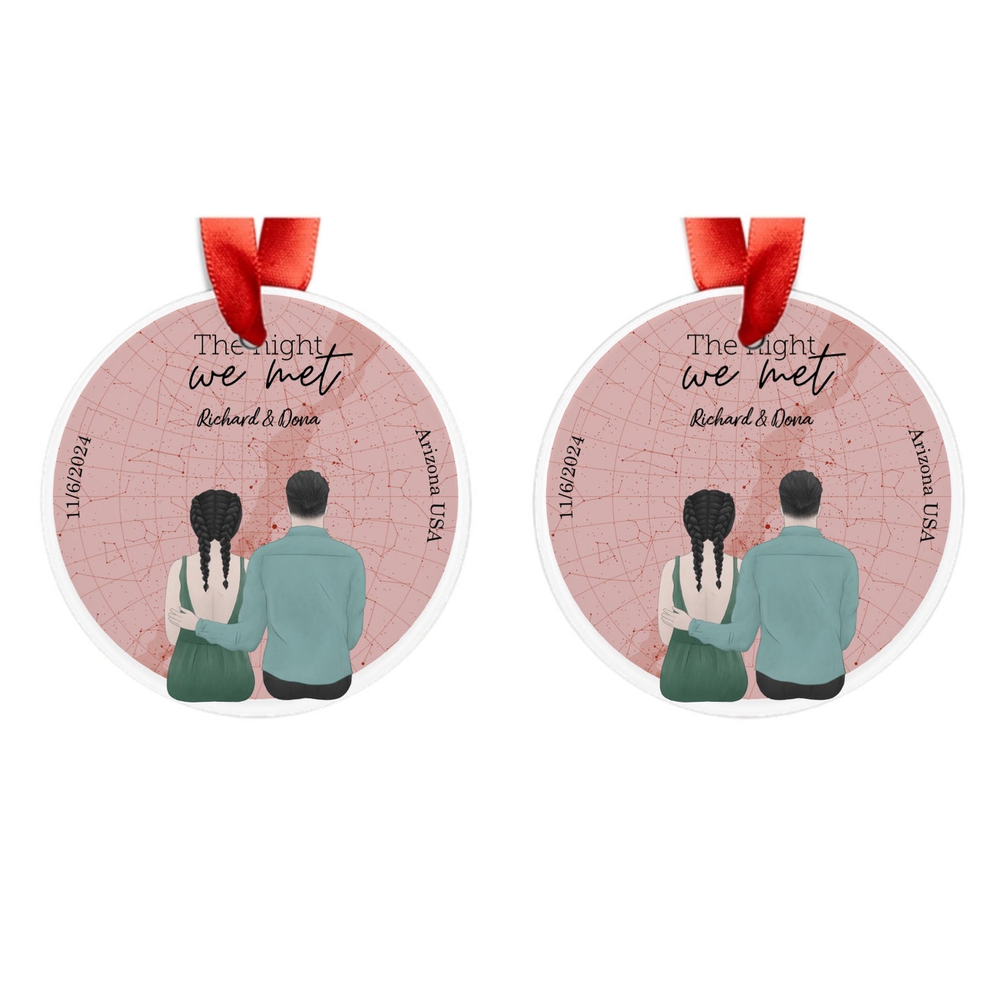 Customized Acrylic Ornament with Ribbon - The Night We Met