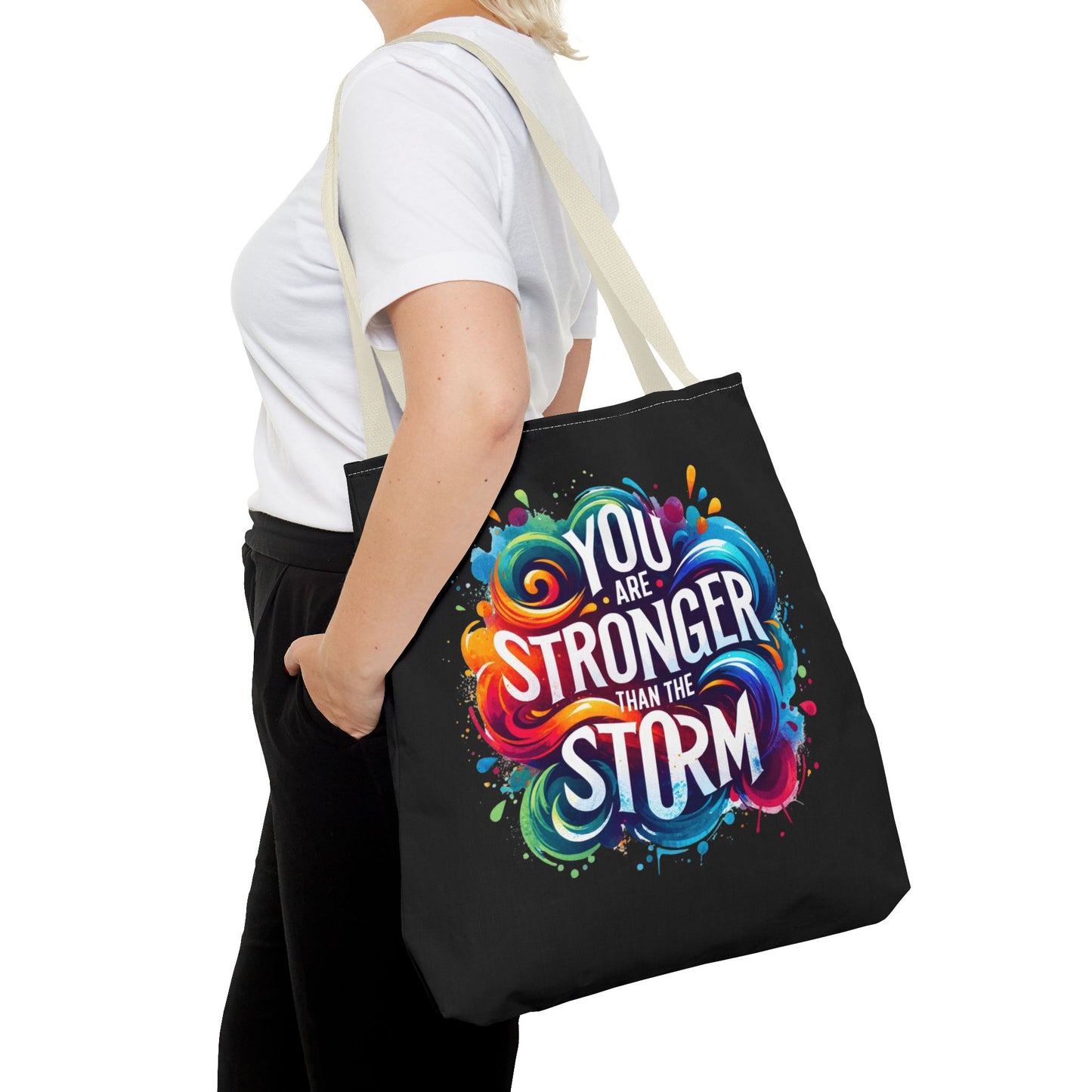 Tote Bag (AOP) - Stronger Than The Storm - Black