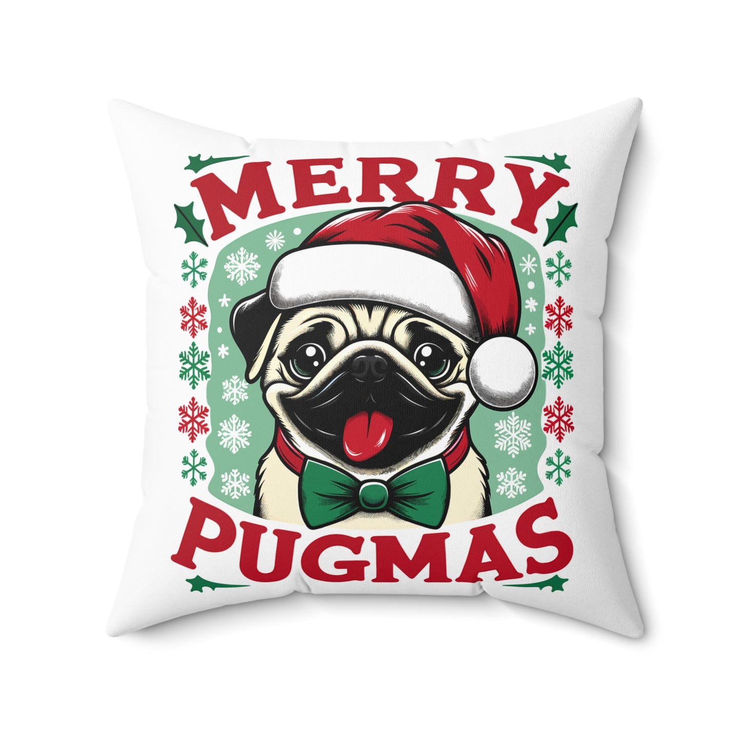 Christmas - Spun Polyester Square Pillow - Merry Pugmas