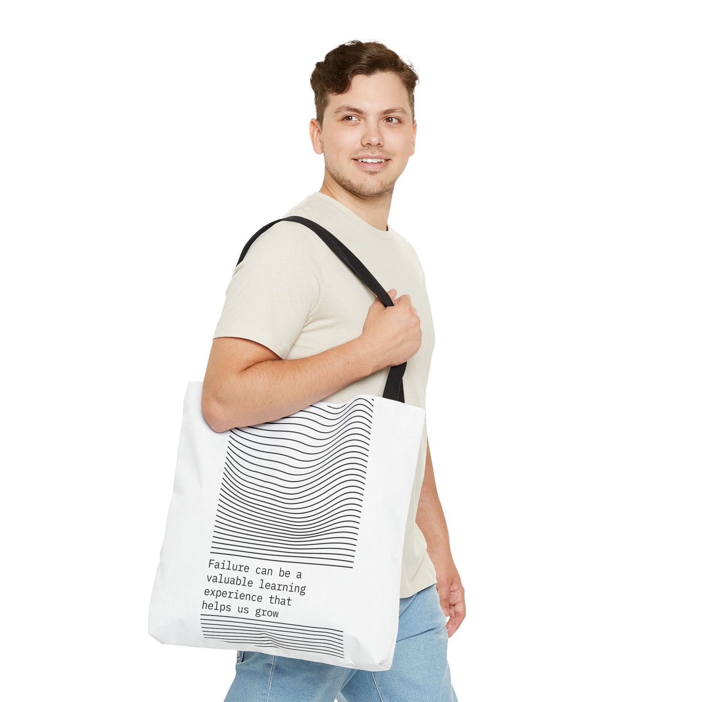 Tote Bag (AOP) - Failure Can Be A Valuable Learning Experience That Help Us Grow - White