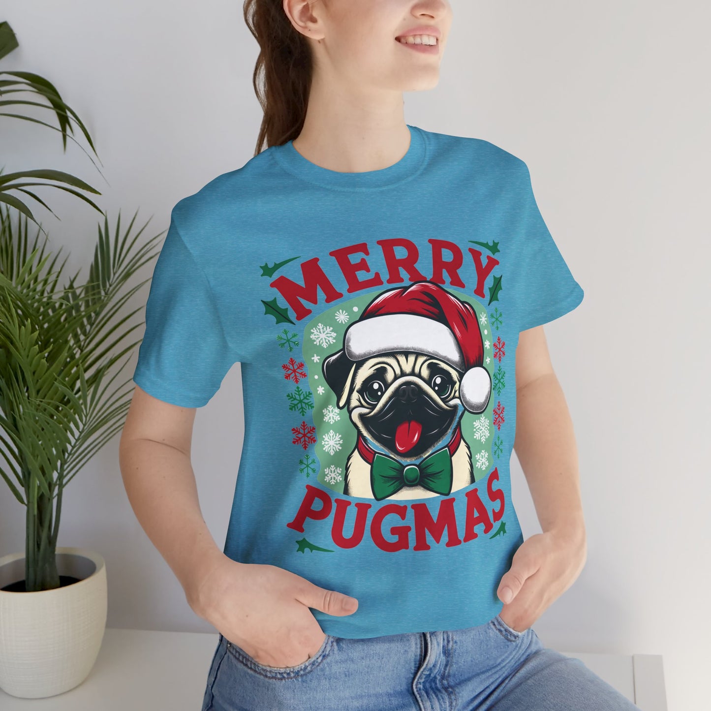 Christmas - Unisex Jersey Short Sleeve Tee - Merry Pugmas