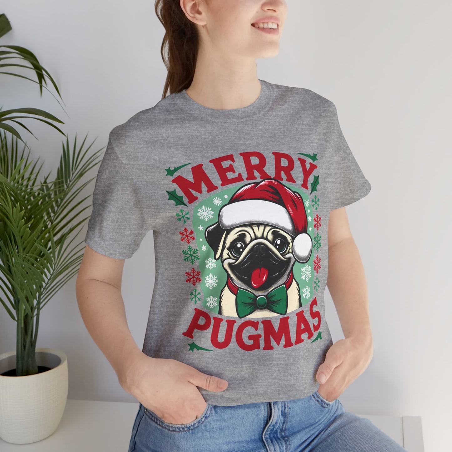 Christmas - Unisex Jersey Short Sleeve Tee - Merry Pugmas