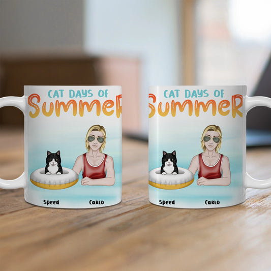 Customized Ceramic Mug, (11oz, 15oz) - Cat Days Of Summer (Man)