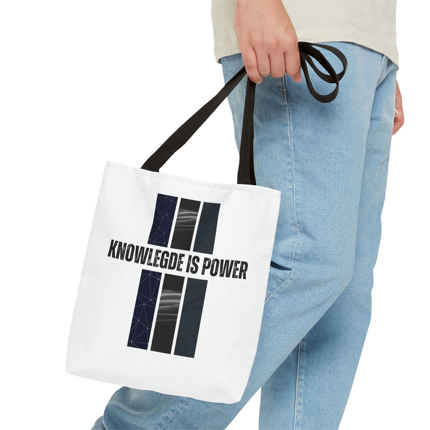 Tote Bag (AOP) - Knowledge Is Power - White