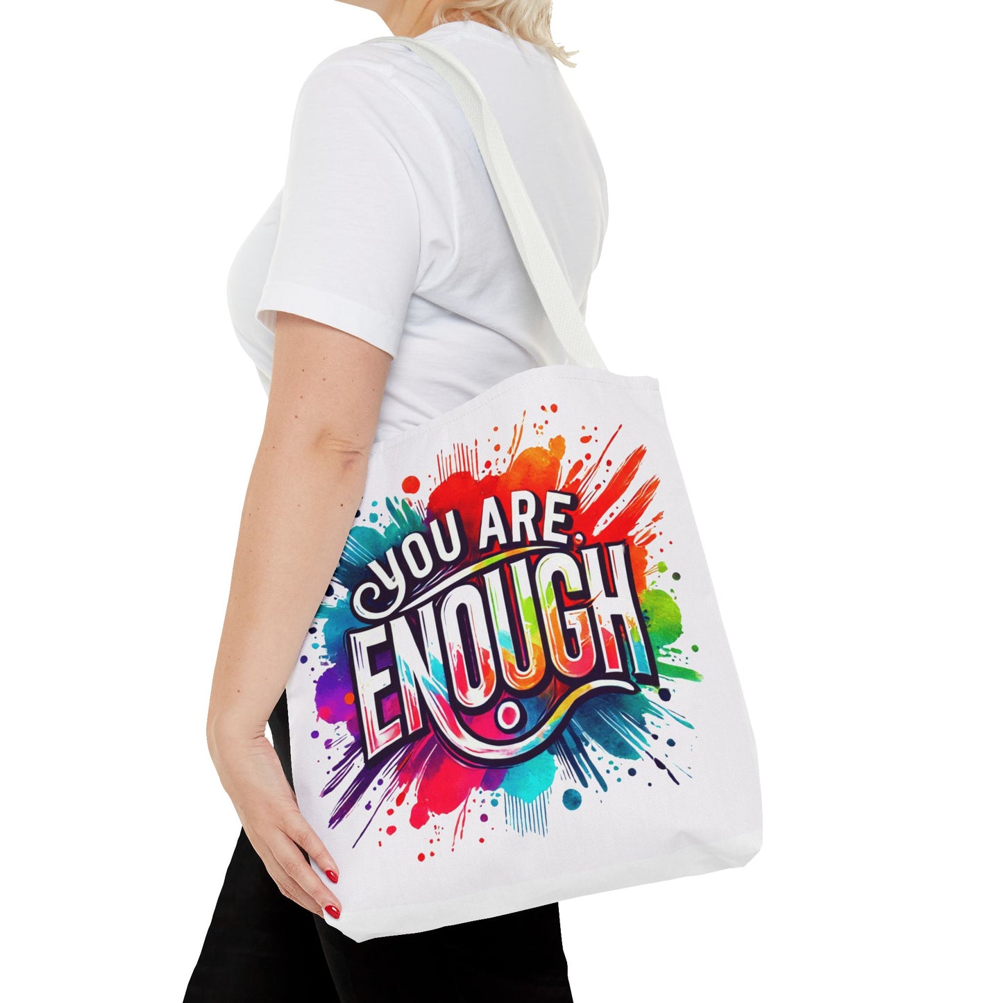 Tote Bag (AOP) - You Are Enough - White