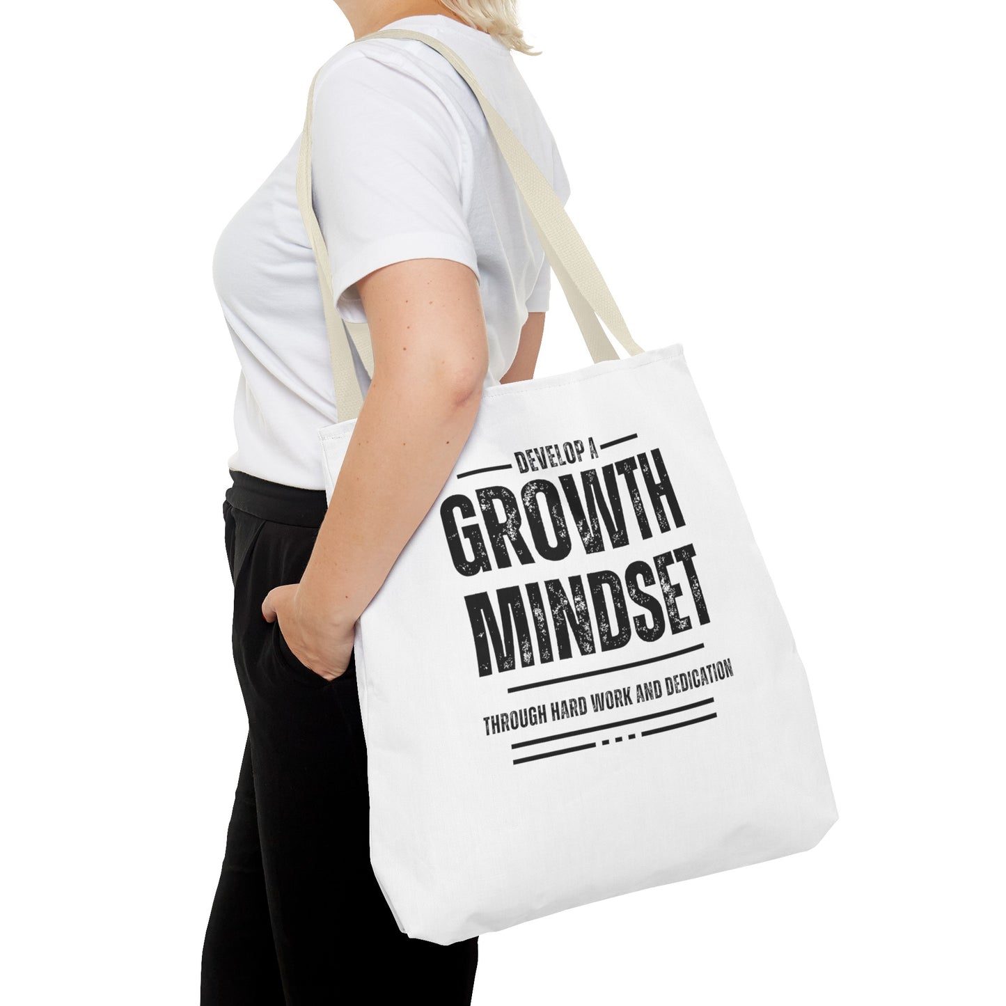 Tote Bag (AOP) - Develop a growth mindset - White