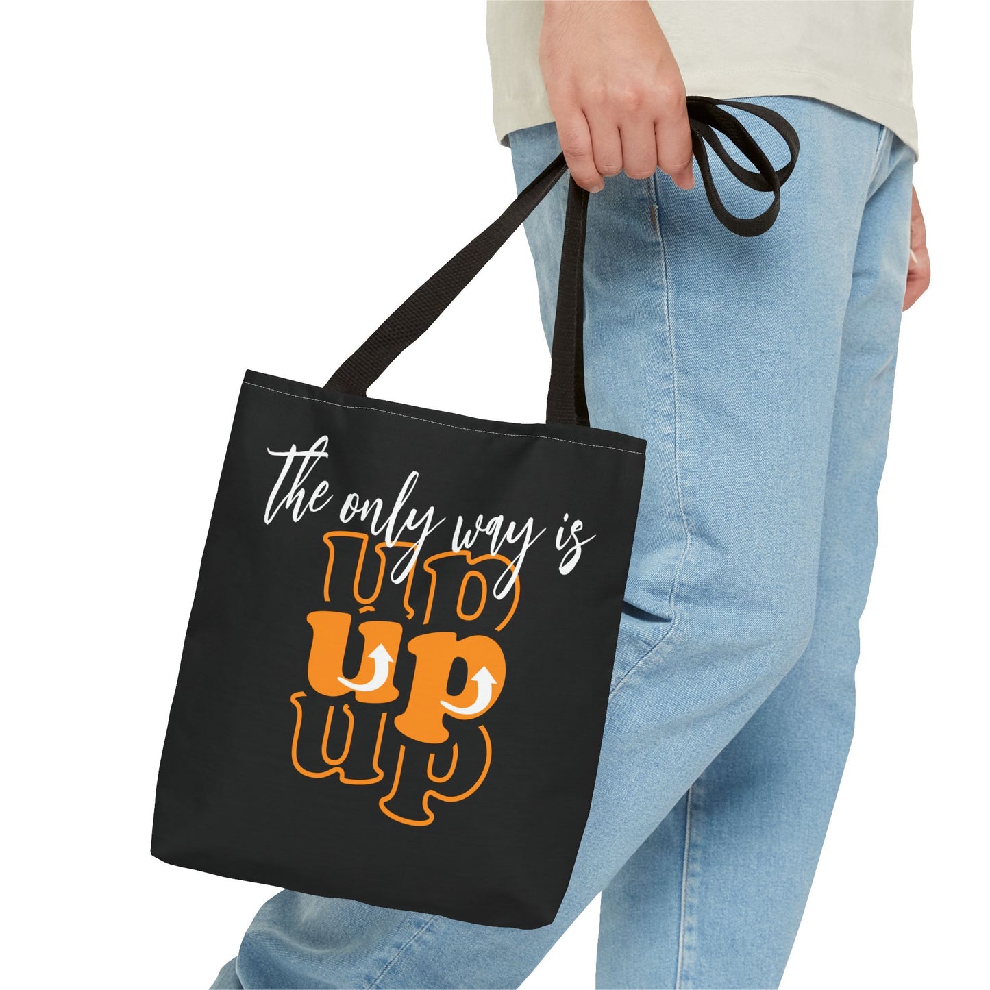 Tote Bag (AOP) - The Only Way Is Up - Black