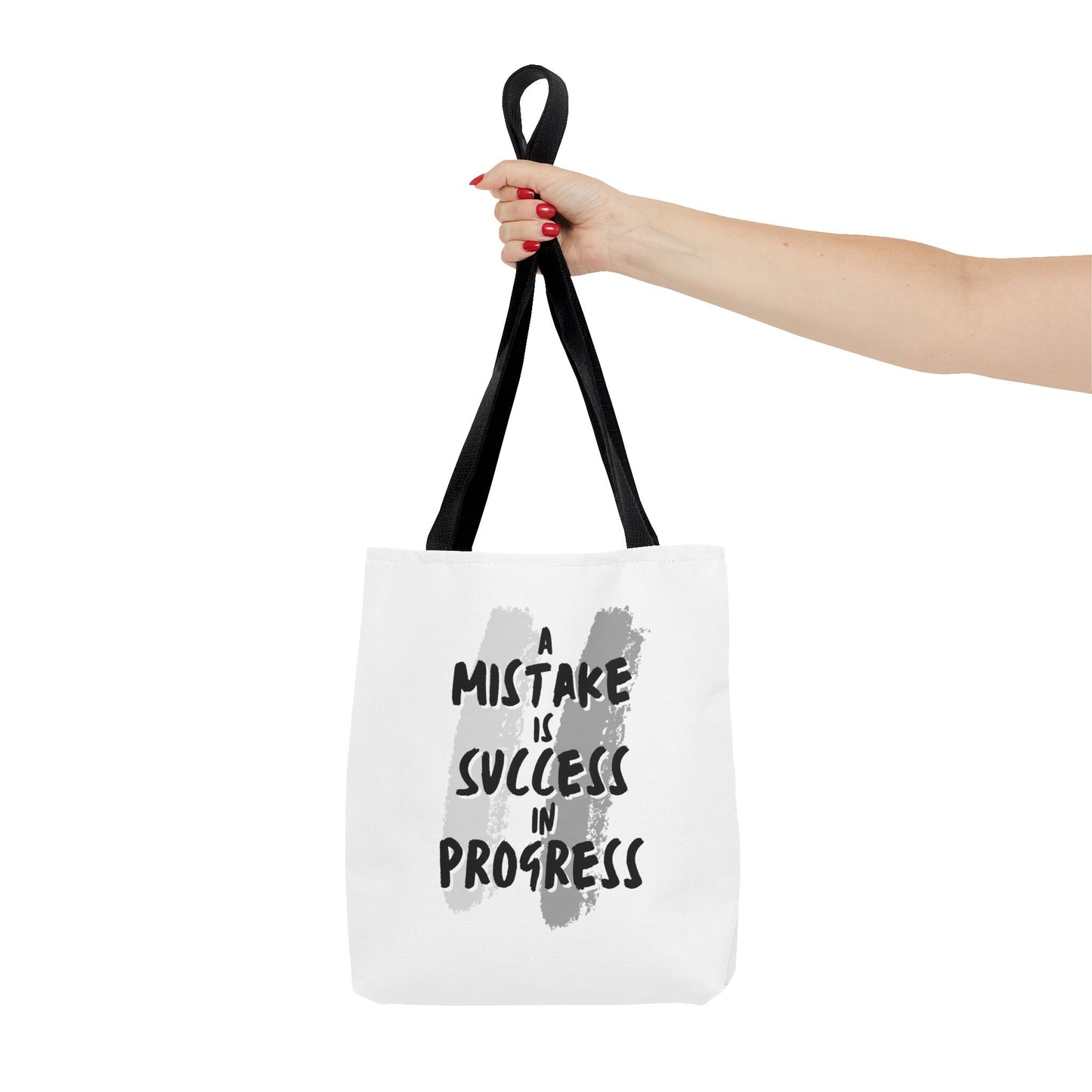 Tote Bag (AOP) - A Mistake Is Success In Progress - White