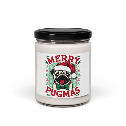 Christmas - Scented Soy Candle, 9oz - Merry Pugmas