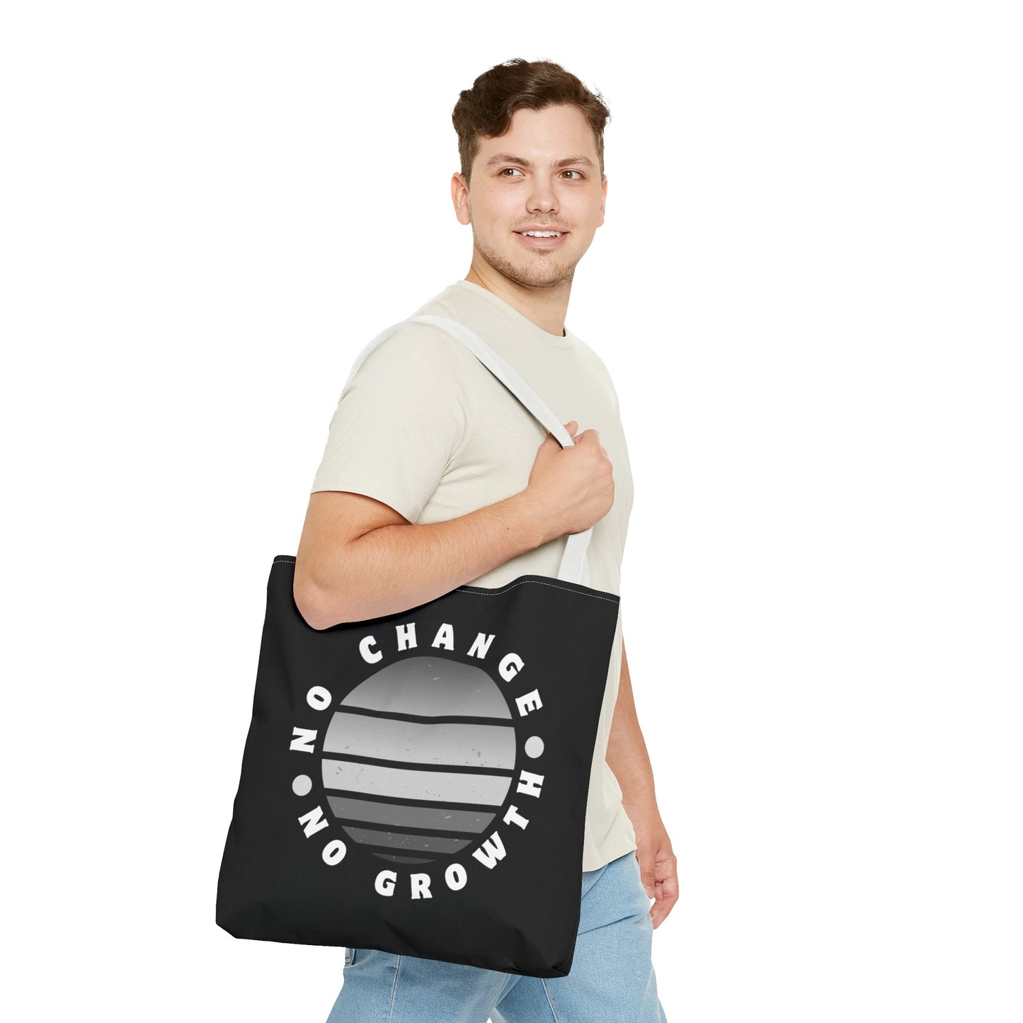 Tote Bag (AOP) - No Change No Growth - Black