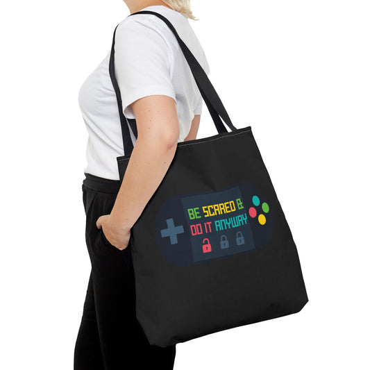 Tote Bag (AOP) - Be Scared & Do It Anyway - Black