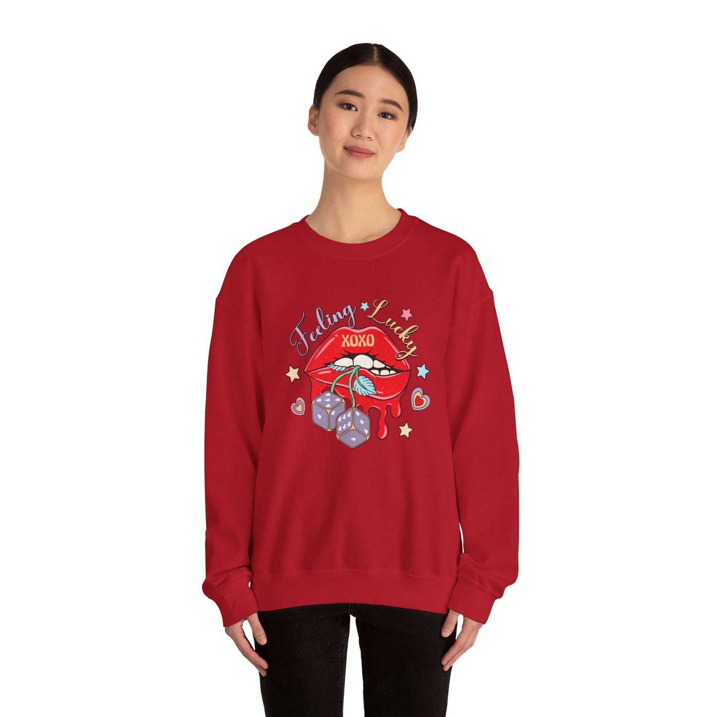 Valentine's - Unisex Heavy Blend™ Crewneck Sweatshirt - Feeling Lucky XOXO