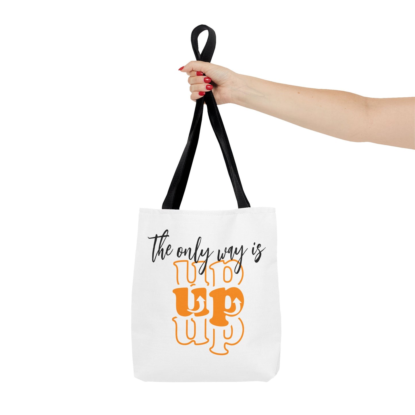 Tote Bag (AOP) - The Only Way Is Up - White