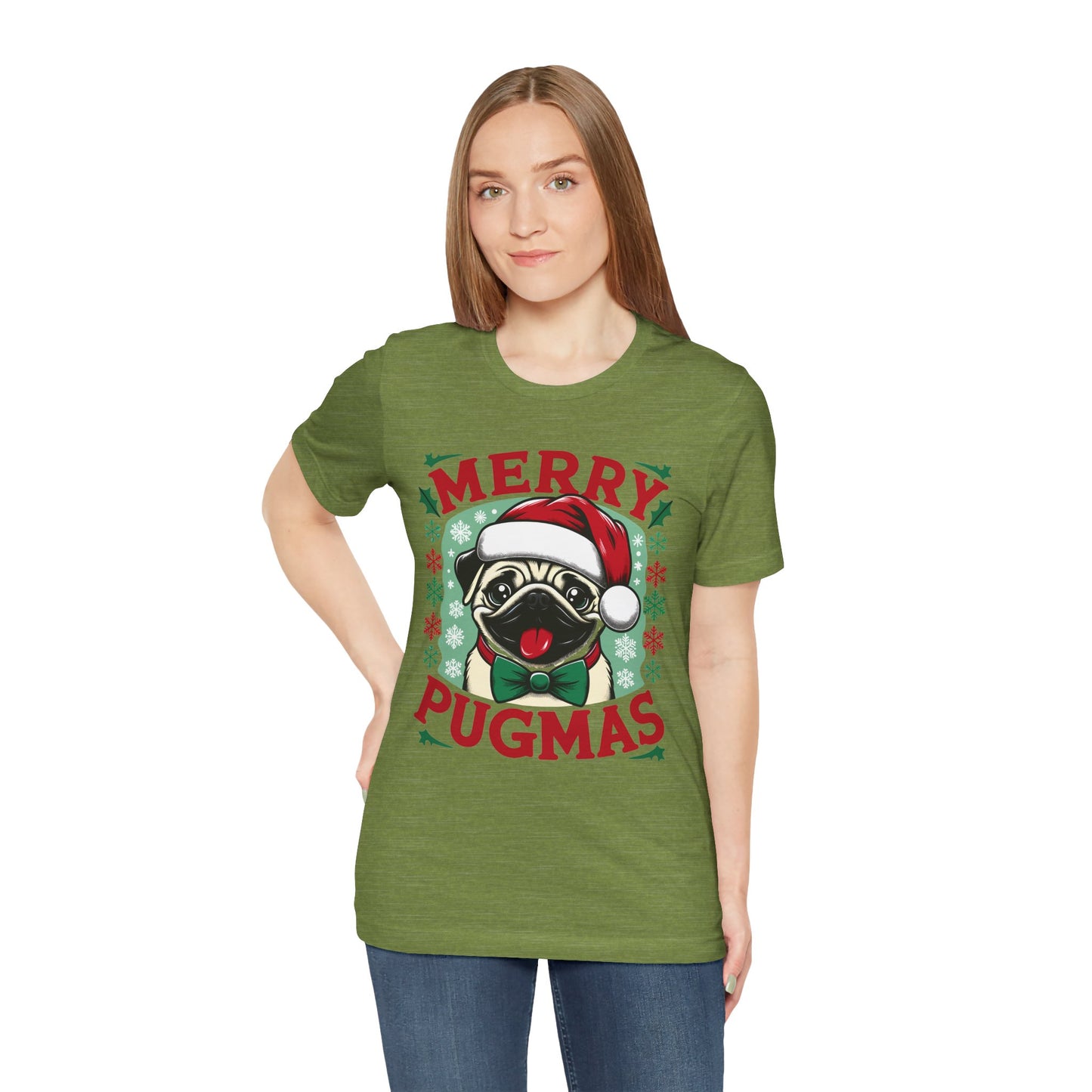 Christmas - Unisex Jersey Short Sleeve Tee - Merry Pugmas