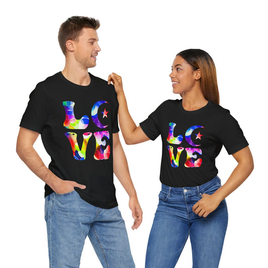 Valentines - Unisex Jersey Short Sleeve Tee - Colorful Love Design