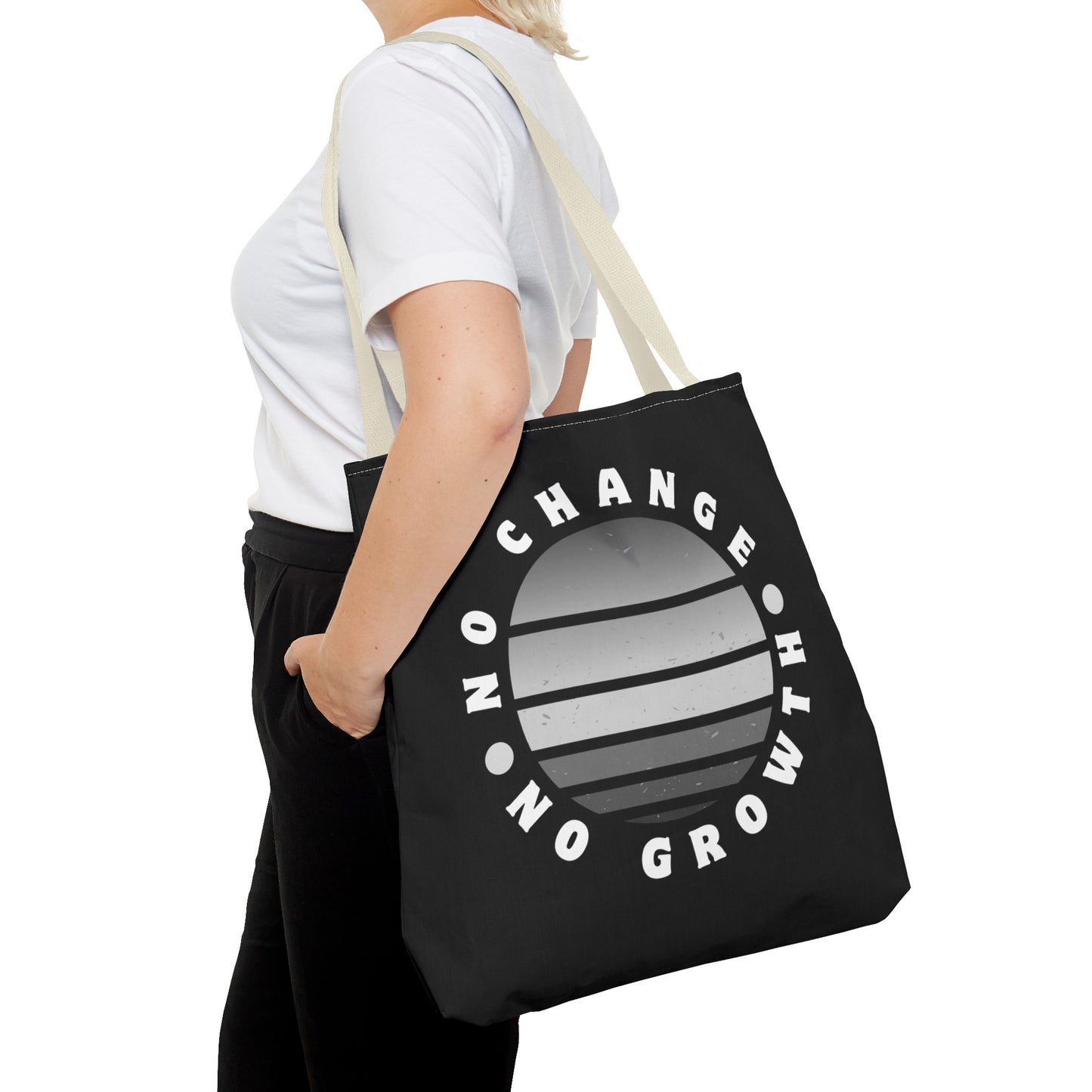 Tote Bag (AOP) - No Change No Growth - Black