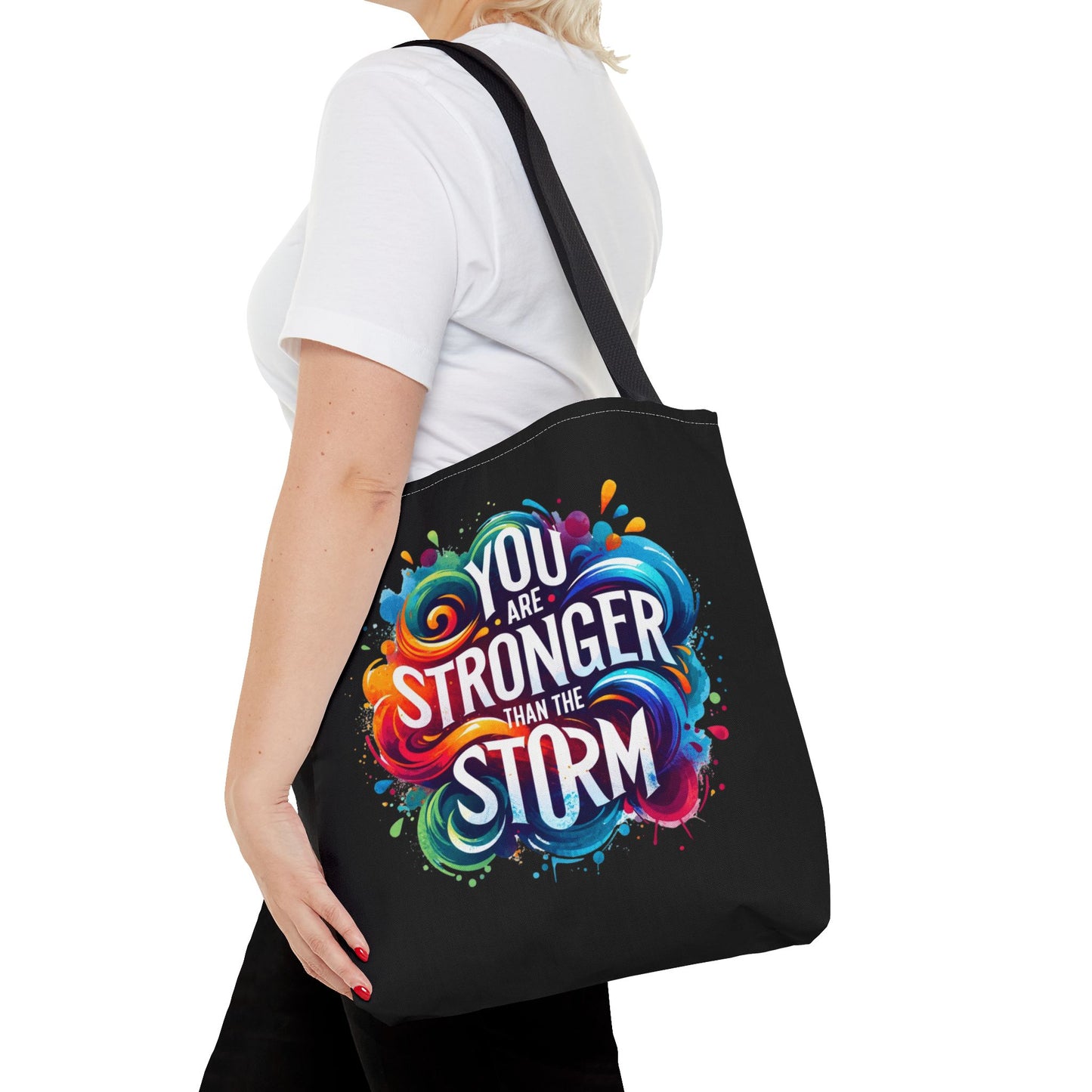 Tote Bag (AOP) - Stronger Than The Storm - Black