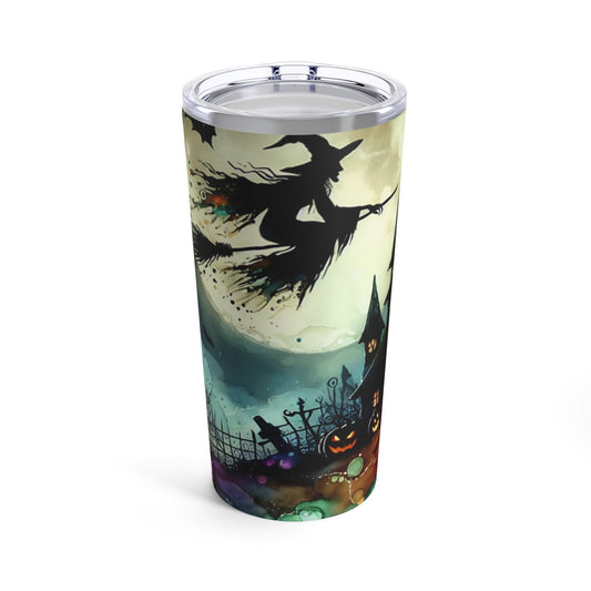 Halloween - Stainless Steel Tumbler 20oz - Witch In A Full Moon