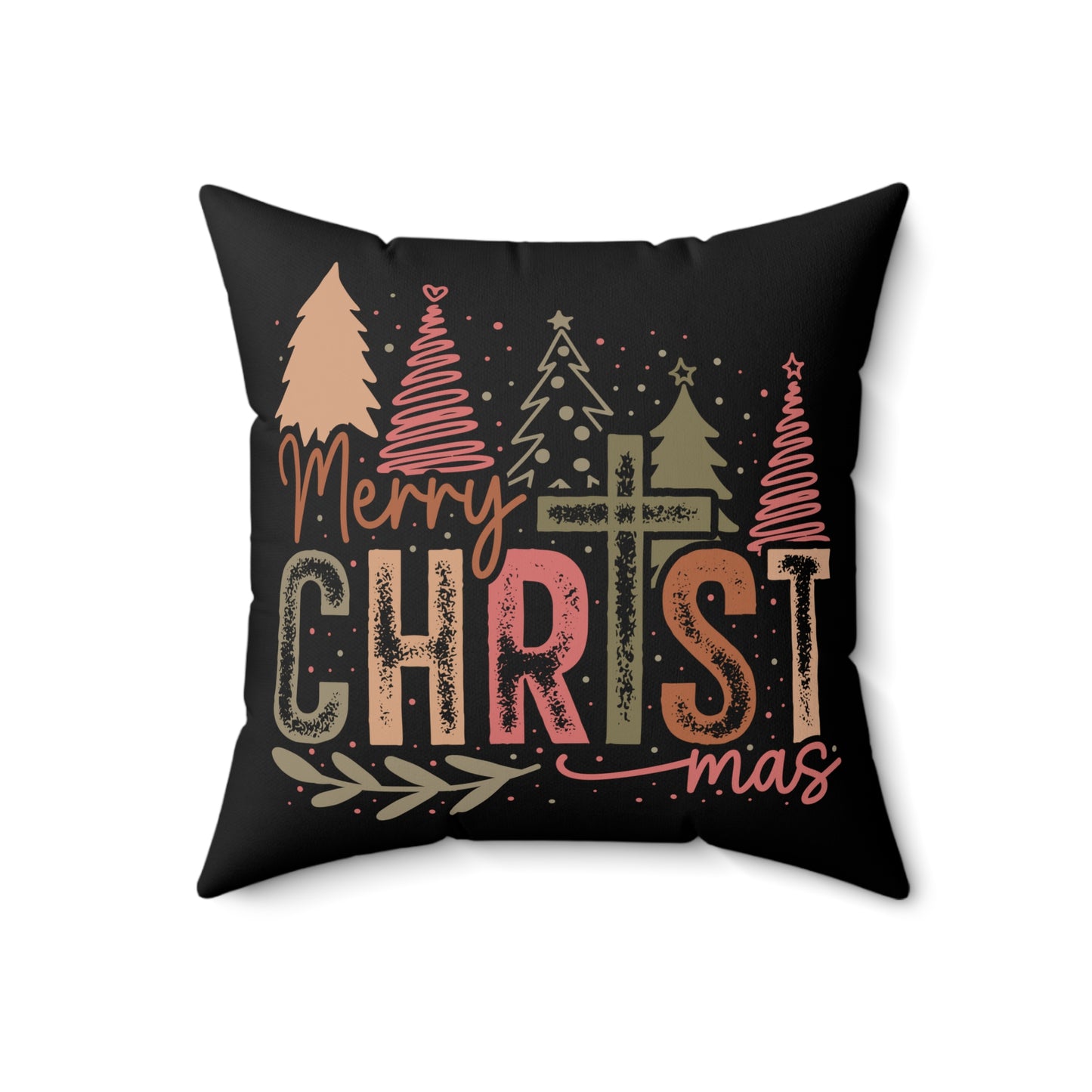 Christmas - Spun Polyester Square Pillow - merry Christ mas