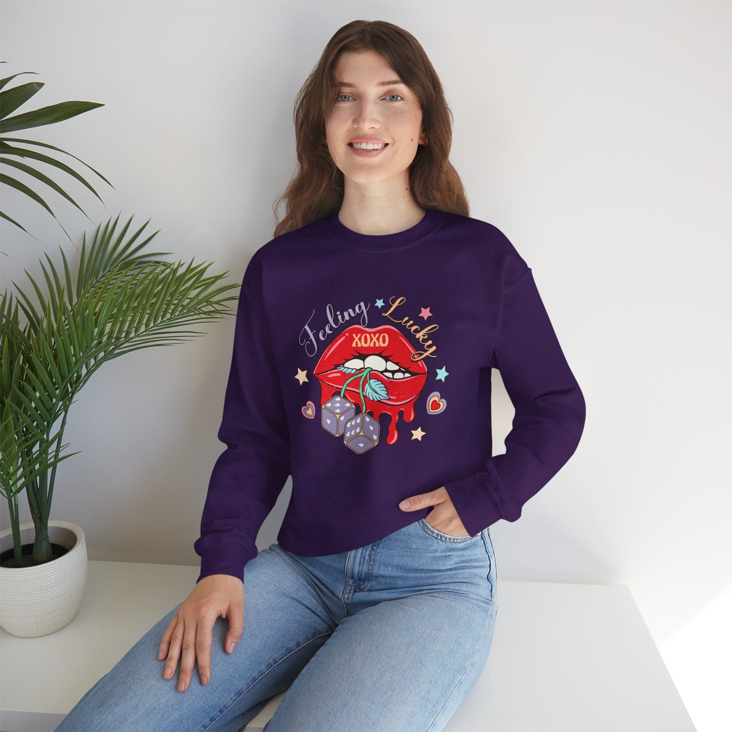 Valentine's - Unisex Heavy Blend™ Crewneck Sweatshirt - Feeling Lucky XOXO