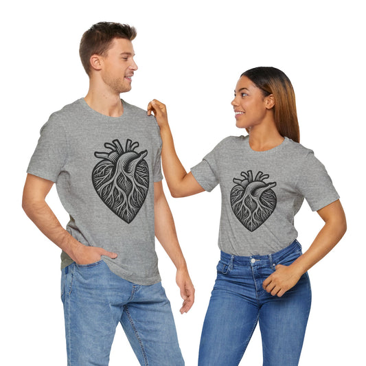 Valentines - Unisex Jersey Short Sleeve Tee - Black Heart