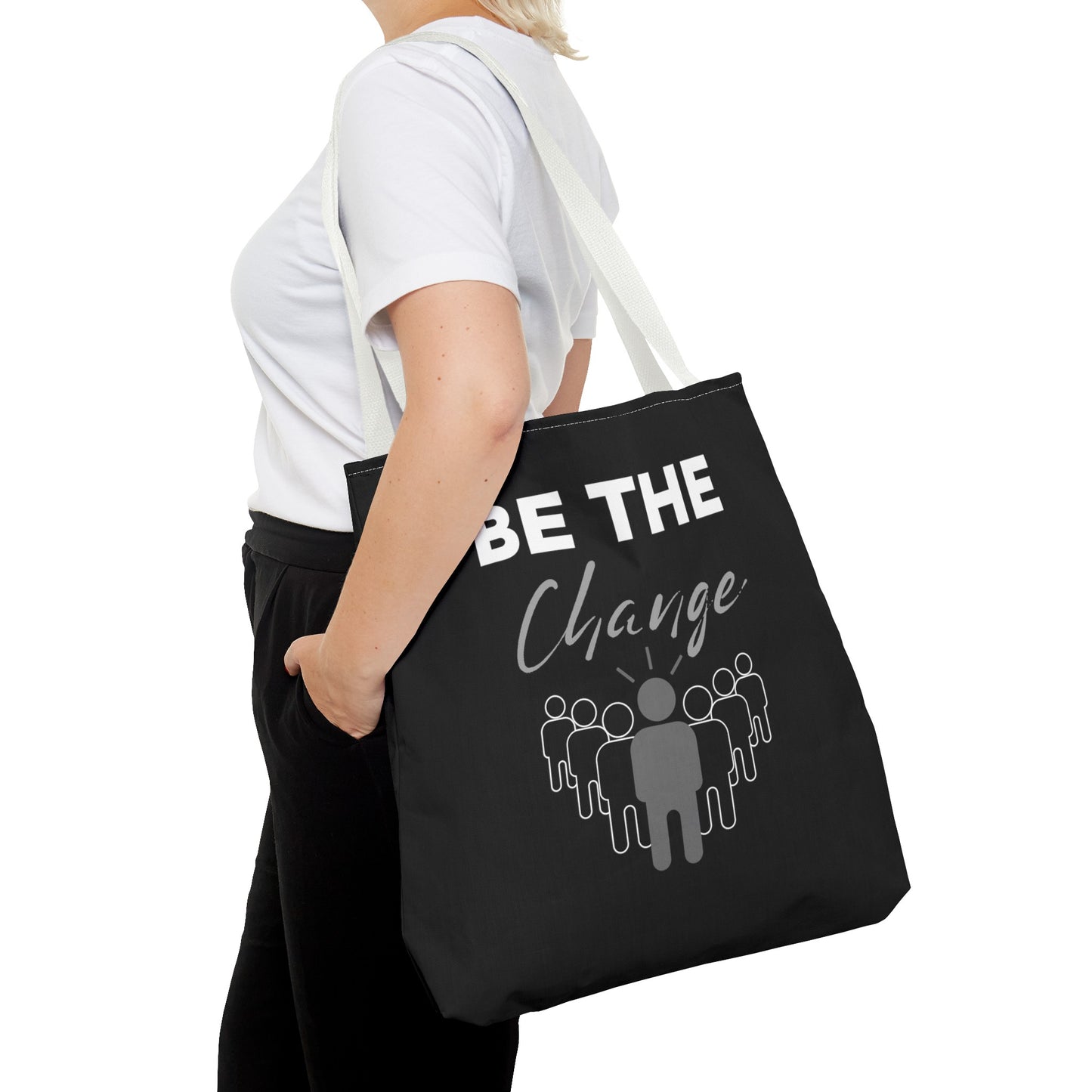 Tote Bag (AOP) - Be the Change - Black