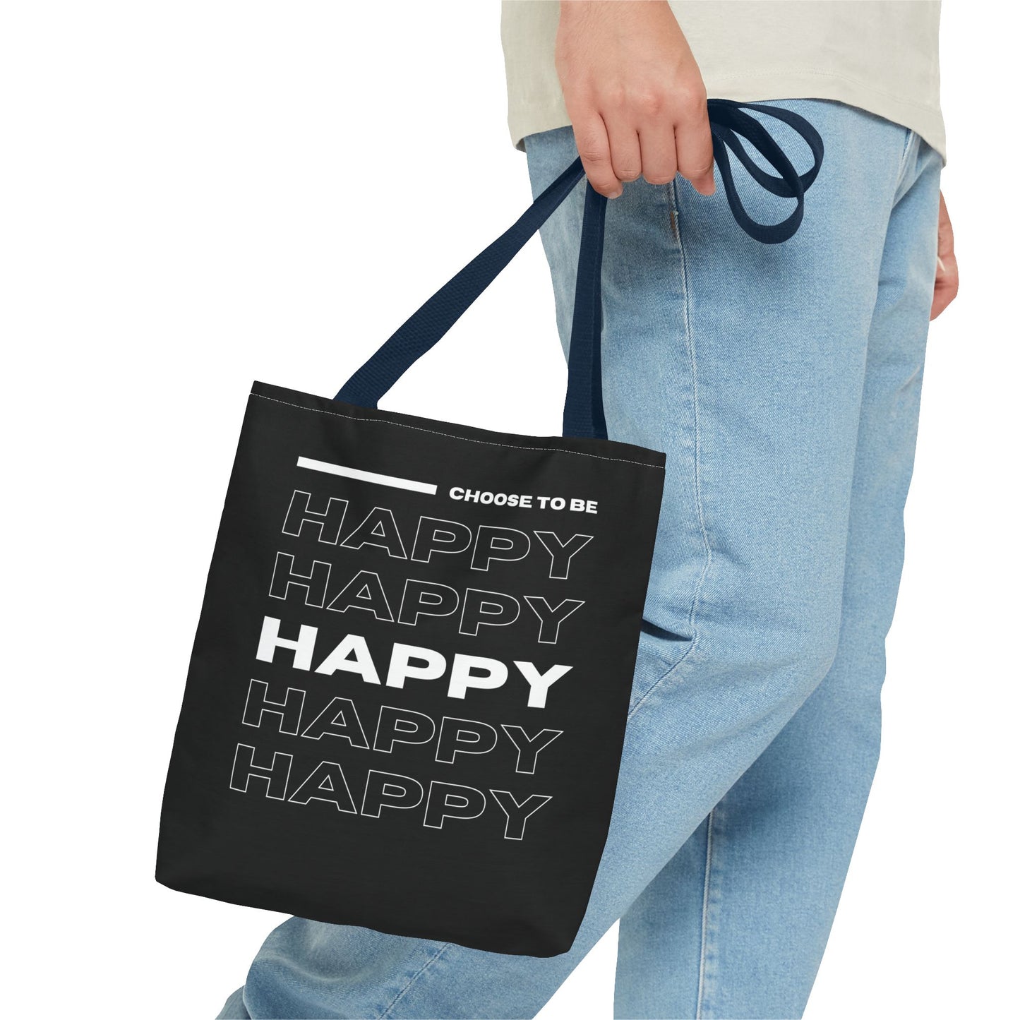 Tote Bag (AOP) - Choose To Be Happy - Black