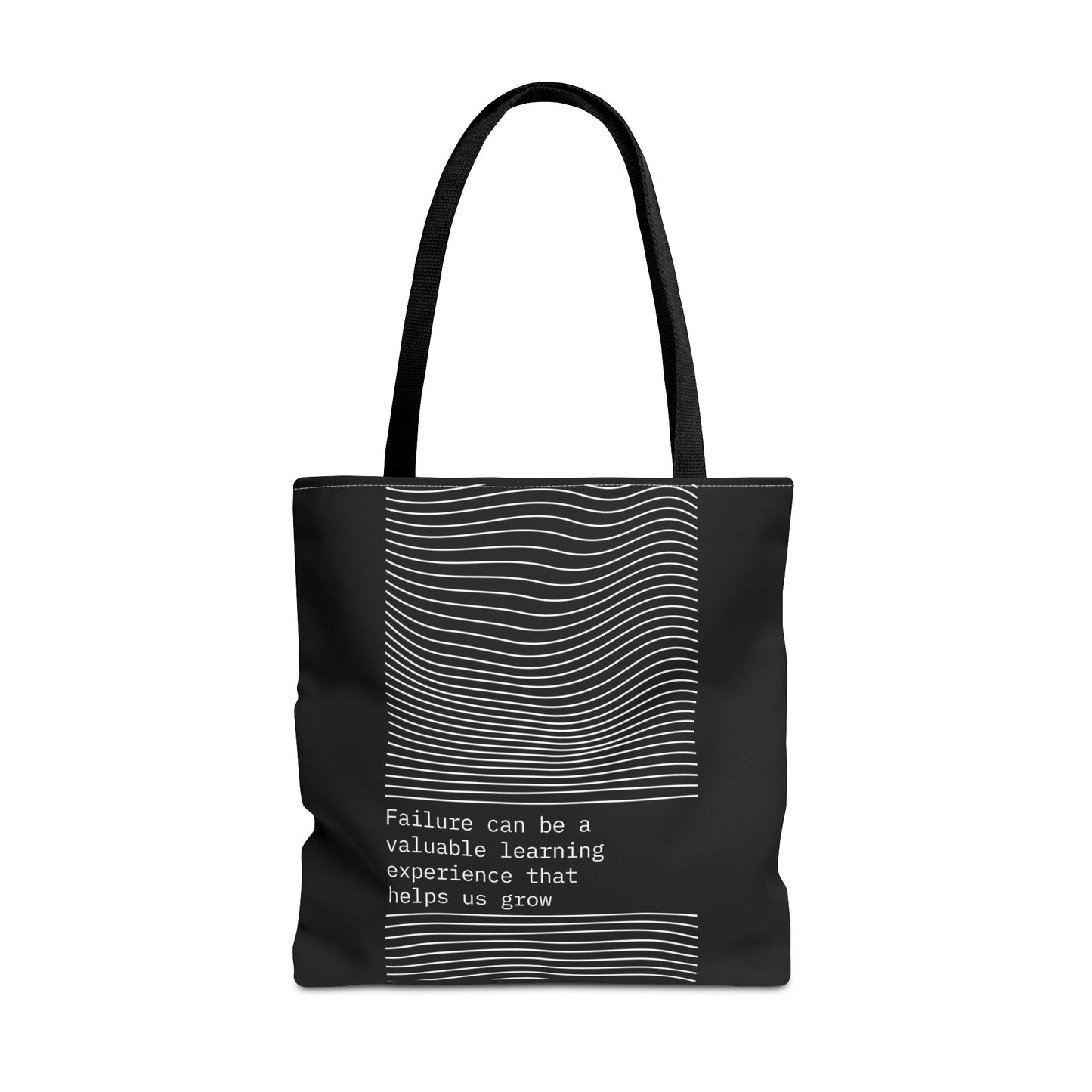 Tote Bag (AOP) -  Failure Can Be A Valuable Learning Experience That Help Us Grow - Black