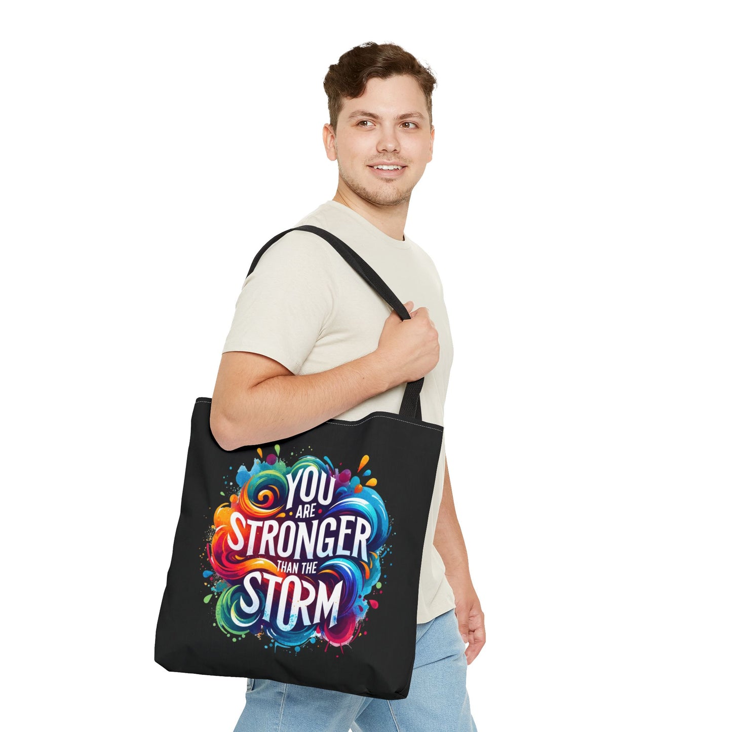 Tote Bag (AOP) - Stronger Than The Storm - Black