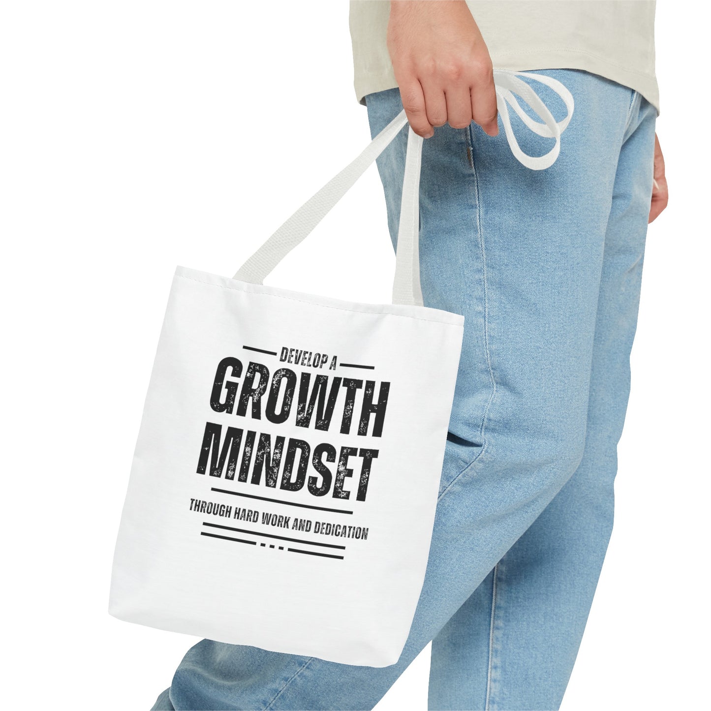 Tote Bag (AOP) - Develop a growth mindset - White