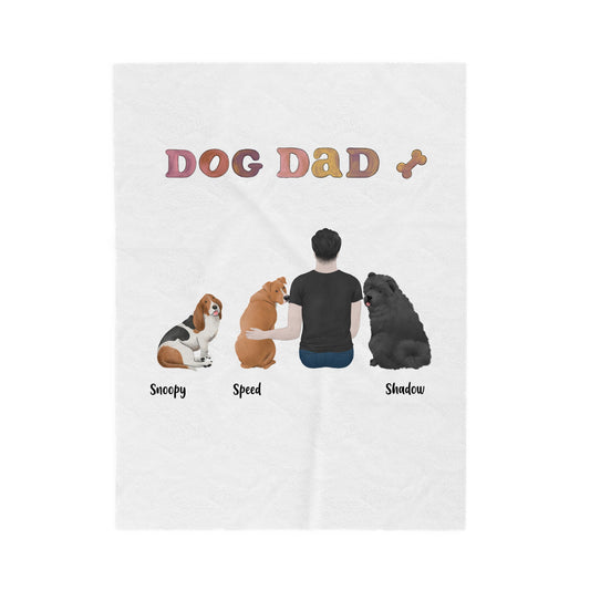 Customized Velveteen Plush Blanket - Dog Dad Design