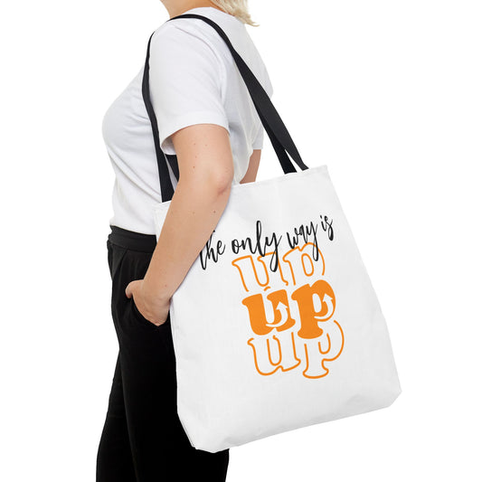 Tote Bag (AOP) - The Only Way Is Up - White