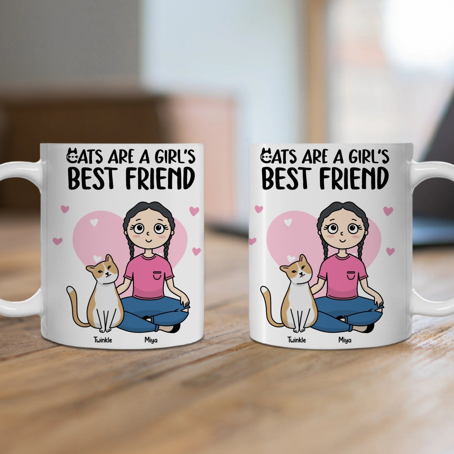 Customized Ceramic Mug, (11oz, 15oz) - Cats Are A Girl's Best Friend