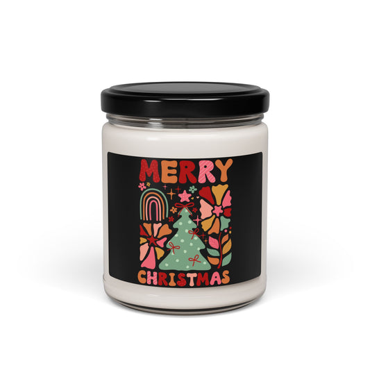 Christmas - Scented Soy Candle, 9oz - Colorful Merry Christmas Design