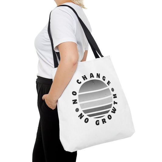 Tote Bag (AOP) - No Change No Growth - White