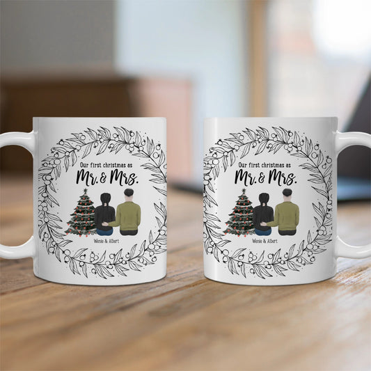 Customized Ceramic Mug, (11oz, 15oz) - Mr. & Mrs. Design