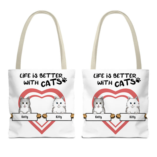 Customized Tote Bag (AOP) - Life Is Better With Cat