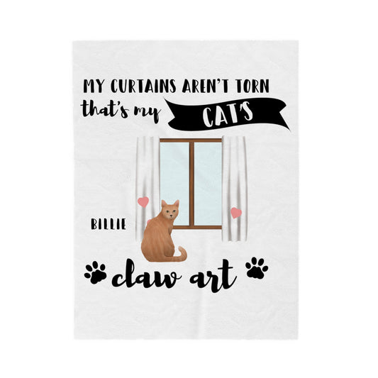 Customized Velveteen Plush Blanket - My Cat's Claw Art