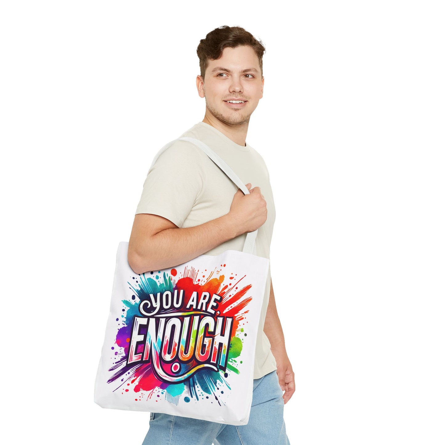 Tote Bag (AOP) - You Are Enough - White