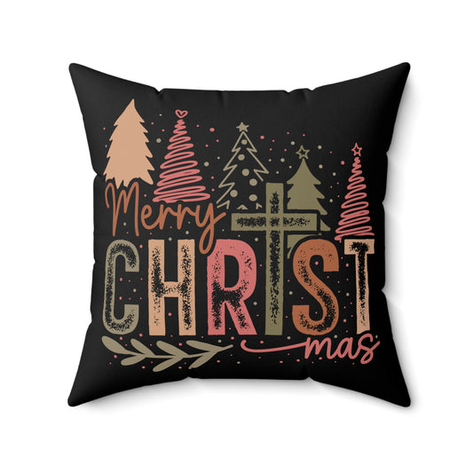 Christmas - Spun Polyester Square Pillow - merry Christ mas