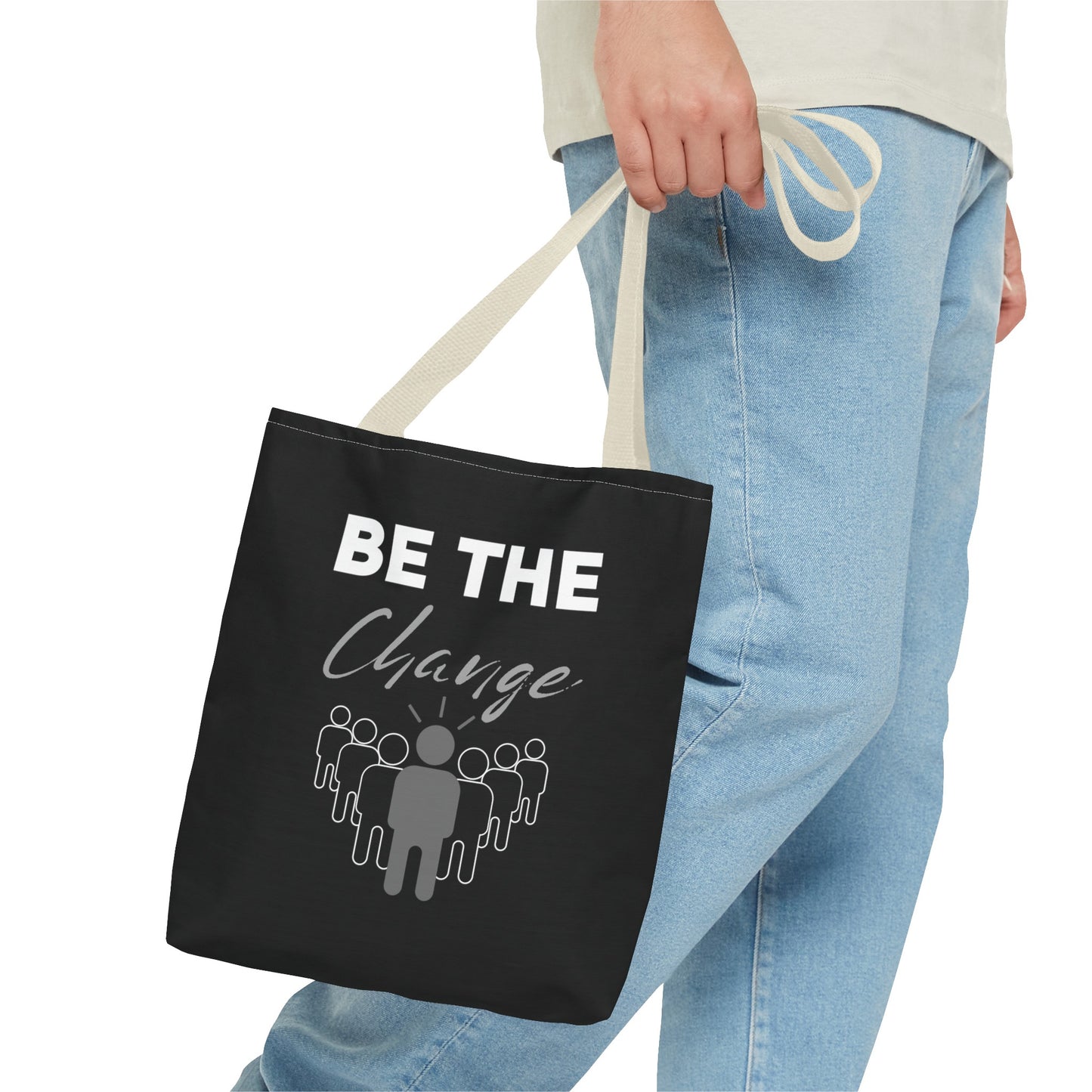 Tote Bag (AOP) - Be the Change - Black