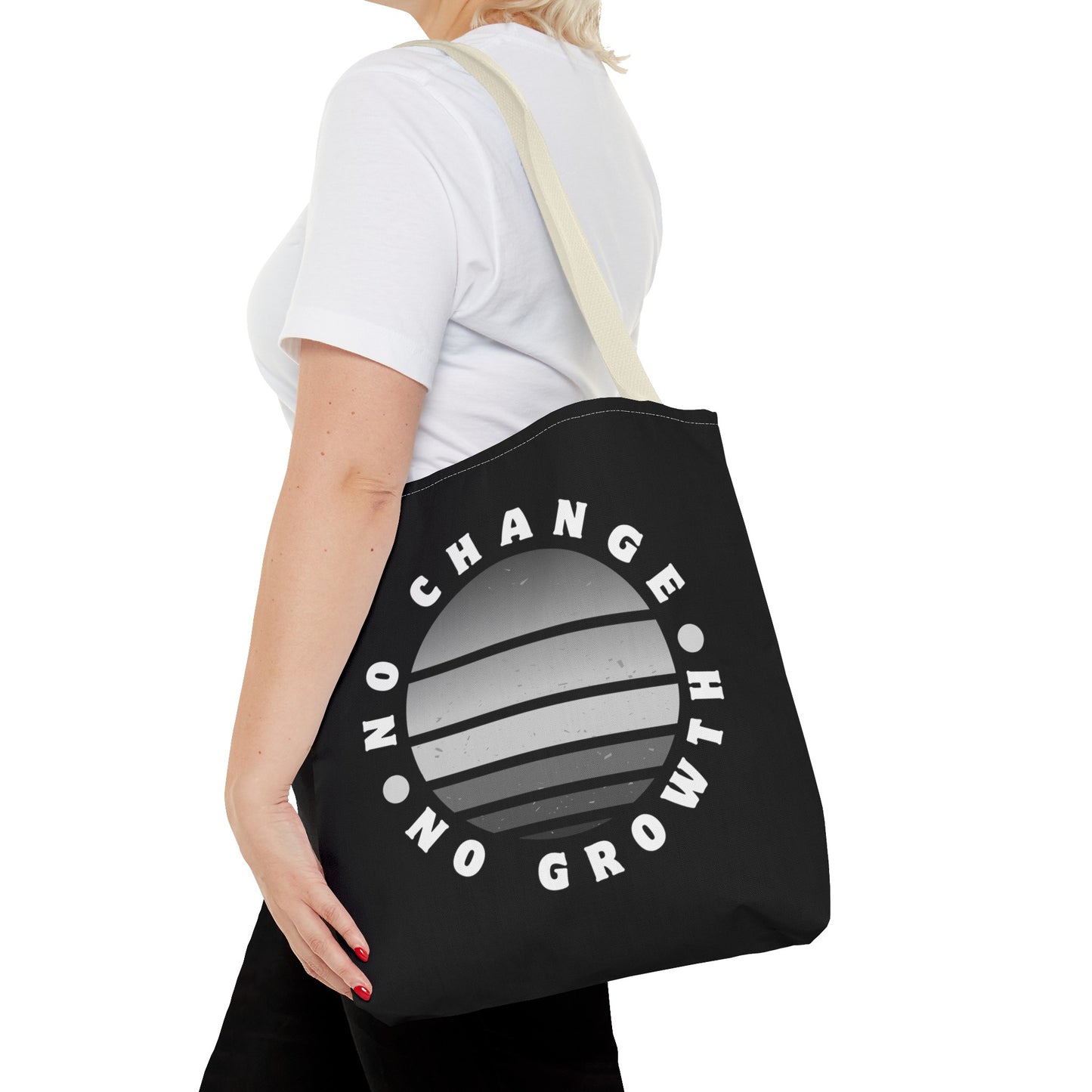 Tote Bag (AOP) - No Change No Growth - Black