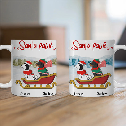 Customized Ceramic Mug, (11oz, 15oz) - Santa Paws