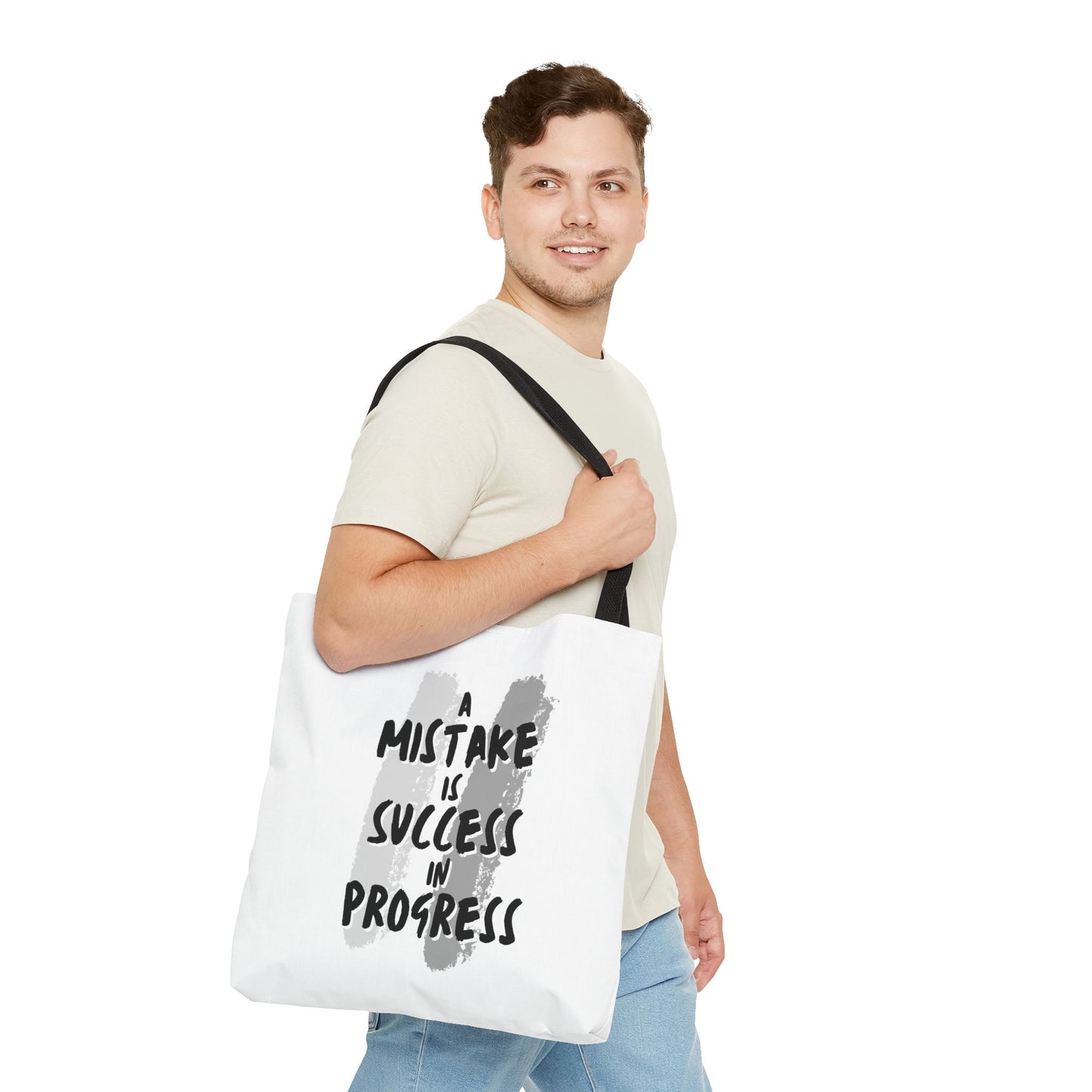 Tote Bag (AOP) - A Mistake Is Success In Progress - White