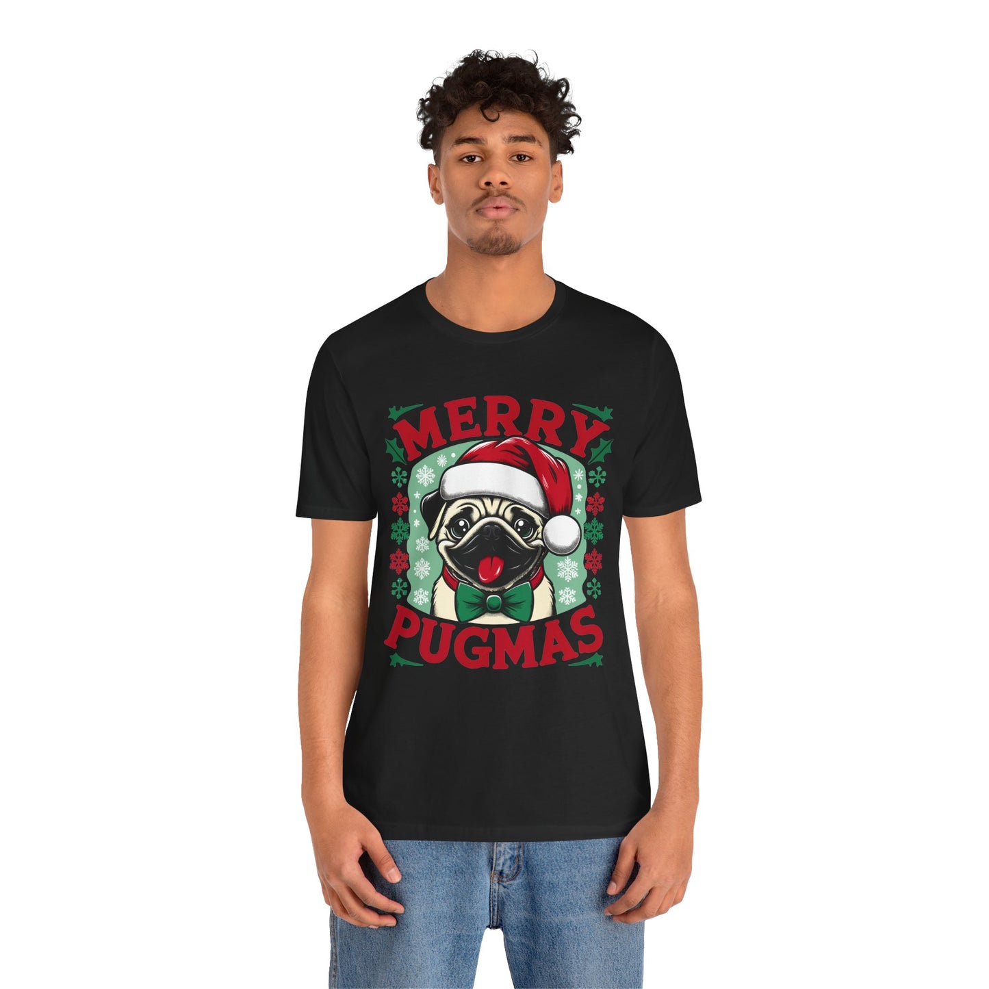 Christmas - Unisex Jersey Short Sleeve Tee - Merry Pugmas