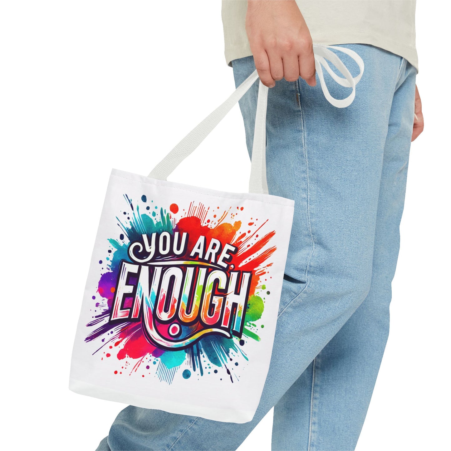 Tote Bag (AOP) - You Are Enough - White