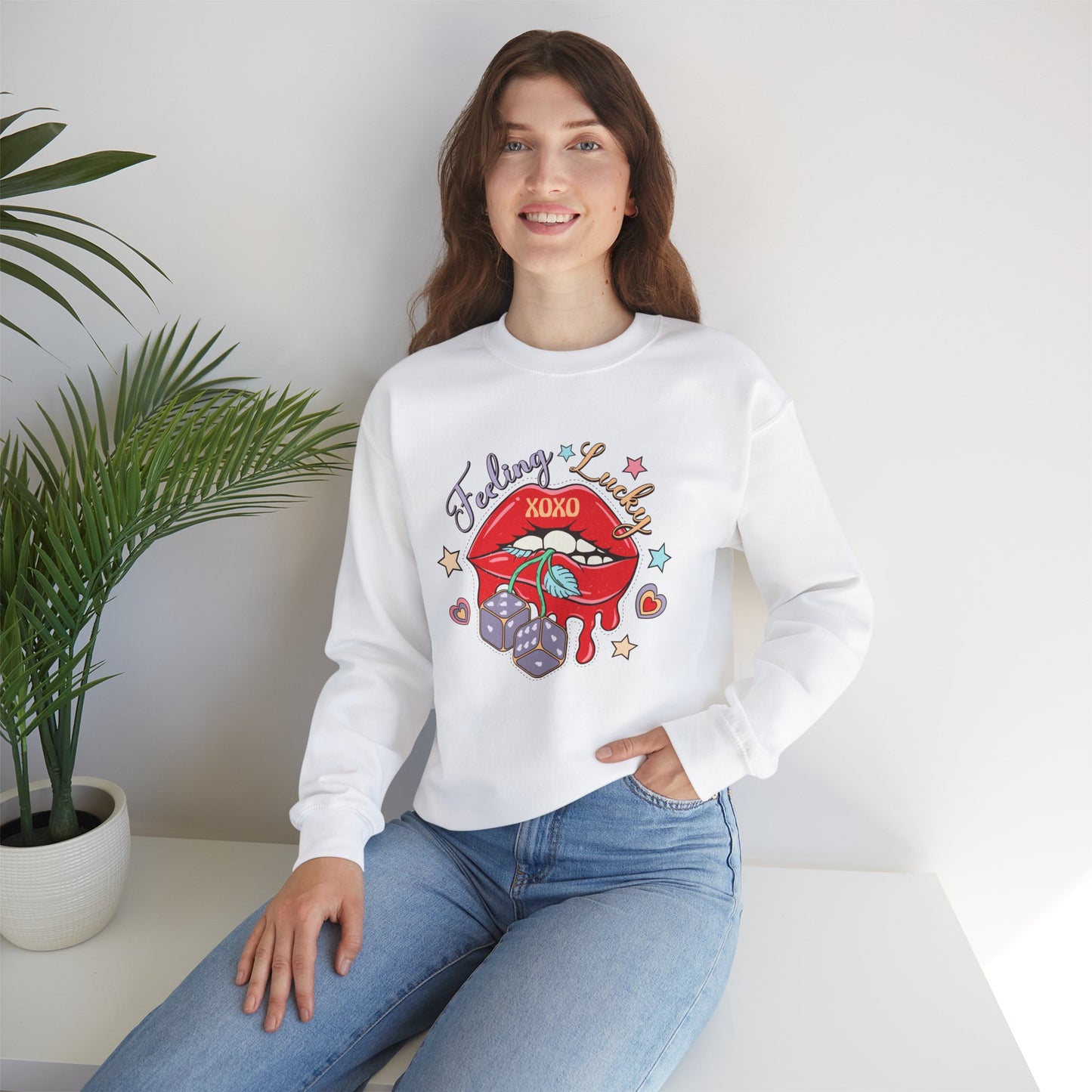 Valentine's - Unisex Heavy Blend™ Crewneck Sweatshirt - Feeling Lucky XOXO