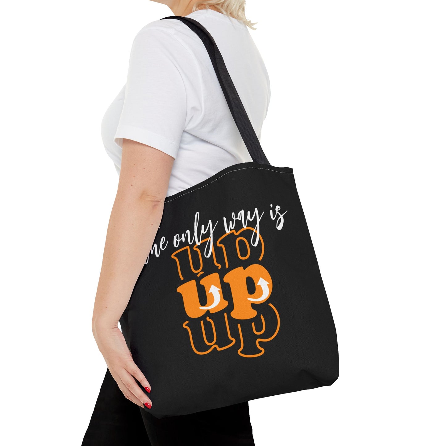 Tote Bag (AOP) - The Only Way Is Up - Black