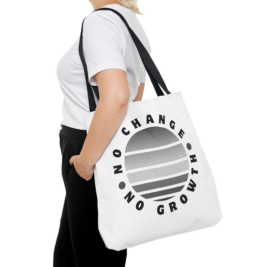 Tote Bag (AOP) - No Change No Growth - White